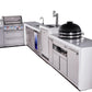 Mont Alpi Islands Mont Alpi 400 Deluxe Island with 90 Degree Corner, Kegerator, Beverage Center, Kamado Grill, and Drawer Cabinet | 4-Burner Grill, 3 Drawers, 3 Beer Taps, Sink, Fridge, Stainless Steel | MAi400-D90KEGBEVKAMDR
