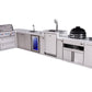 Mont Alpi Islands Mont Alpi 400 Deluxe Island with 90 Degree Corner, Kegerator, Beverage Center, Kamado Grill, and Extra Storage Cabinet | 4-Burner Grill, 3 Beer Taps, Sink, Fridge, Stainless Steel | MAi400-D90KEGBEVKAMXL