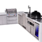 Mont Alpi Islands Mont Alpi 400 Deluxe Island with 90 Degree Corner, Kegerator, Fridge Cabinet, Kamado Grill, and Extra Storage Cabinet | 4-Burner Grill, 3 Beer Taps, Fridge, Stainless Steel | MAi400-D90KEGFCKAMXL