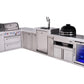 Mont Alpi Islands Mont Alpi 400 Deluxe Island with 90 Degree Corner, Kegerator, Fridge Cabinet, Kamado Grill, and Extra Storage Cabinet | 4-Burner Grill, 3 Beer Taps, Fridge, Stainless Steel | MAi400-D90KEGFCKAMXL