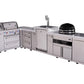 Mont Alpi Islands Mont Alpi 400 Deluxe Island with 90 Degree Corner, Kegerator, Kamado Grill, and Drawer Cabinet | 4-Burner Grill, 3 Drawers, 3 Beer Taps, Stainless Steel | MAi400-D90KEGKAMDR