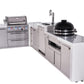 Mont Alpi Islands Mont Alpi 400 Deluxe Island with 90 Degree Corner, Kegerator, Kamado Grill, and Extra Storage Cabinet | 4-Burner Grill, 3 Beer Taps, Stainless Steel | MAi400-D90KEGKAMXL