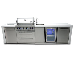 Mont Alpi Islands Mont Alpi 400 Deluxe Island with Beverage Center / 4-Burner Grill, 2 Infrared Burners, Sink, Fridge, Stainless Steel / MAi400-DBEV