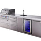 Mont Alpi Islands Mont Alpi 400 Deluxe Island with Beverage Center and Drawer Cabinet | 4-Burner Grill, 3 Drawers, Sink, Fridge, Stainless Steel | MAi400-DBEVDR