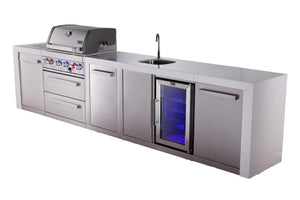 Mont Alpi Islands Mont Alpi 400 Deluxe Island with Beverage Center and Extra Storage Cabinet | 4-Burner Grill, Sink, Fridge, Stainless Steel | MAi400-DBEVXL