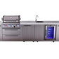 Mont Alpi Islands Mont Alpi 400 Deluxe Island with Beverage Center and Extra Storage Cabinet | 4-Burner Grill, Sink, Fridge, Stainless Steel | MAi400-DBEVXL