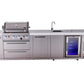Mont Alpi Islands Mont Alpi 400 Deluxe Island with Beverage Center, Fridge Cabinet, and Extra Storage Cabinet | 4-Burner Grill, Sink, 2 Fridges, Stainless Steel | MAi400-DBEVFCXL