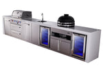 Mont Alpi Islands Mont Alpi 400 Deluxe Island with Beverage Center, Fridge Cabinet, Kamado Grill, and Extra Storage Cabinet | 4-Burner Grill, Sink, 2 Fridges, Stainless Steel | MAi400-DBEVFCKAMXL