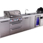 Mont Alpi Islands Mont Alpi 400 Deluxe Island with Beverage Center, Fridge Cabinet, Kamado Grill, and Extra Storage Cabinet | 4-Burner Grill, Sink, 2 Fridges, Stainless Steel | MAi400-DBEVFCKAMXL
