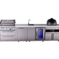 Mont Alpi Islands Mont Alpi 400 Deluxe Island with Beverage Center, Kamado Grill, and Extra Storage Cabinet | 4-Burner Grill, Sink, Fridge, Stainless Steel | MAi400-DBEVKAMXL