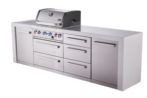 Mont Alpi Islands Mont Alpi 400 Deluxe Island with Drawer Cabinet | 4-Burner Grill, 3 Drawers, Stainless Steel | MAi400-DDR