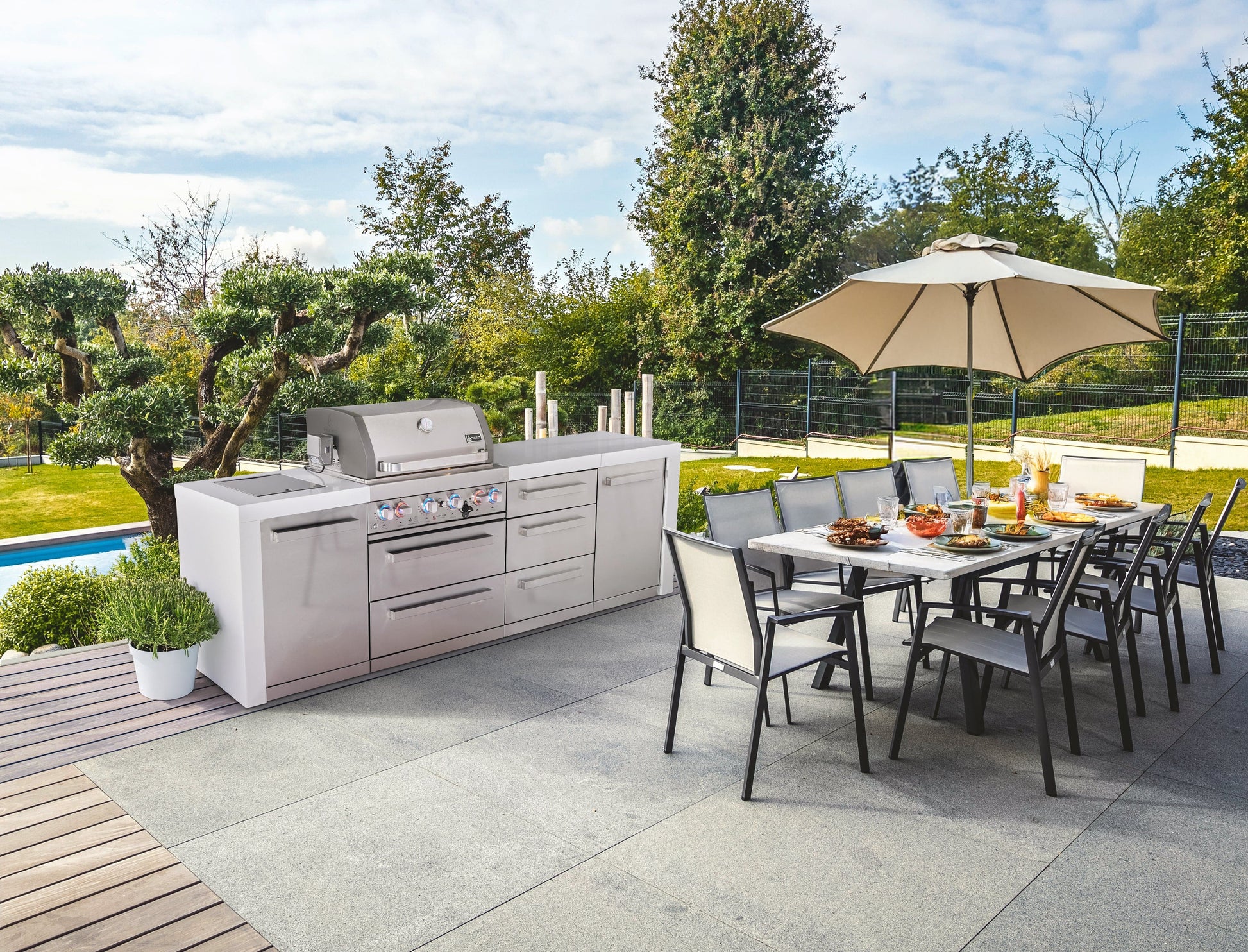 Mont Alpi Islands Mont Alpi 400 Deluxe Island with Drawer Cabinet | 4-Burner Grill, 3 Drawers, Stainless Steel | MAi400-DDR