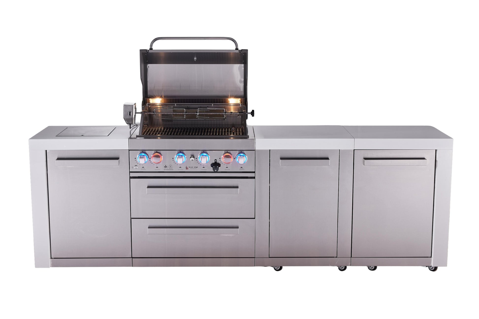 Mont Alpi Islands Mont Alpi 400 Deluxe Island with Extra Storage Cabinet | 4-Burner Grill, Stainless Steel | MAi400-DXL
