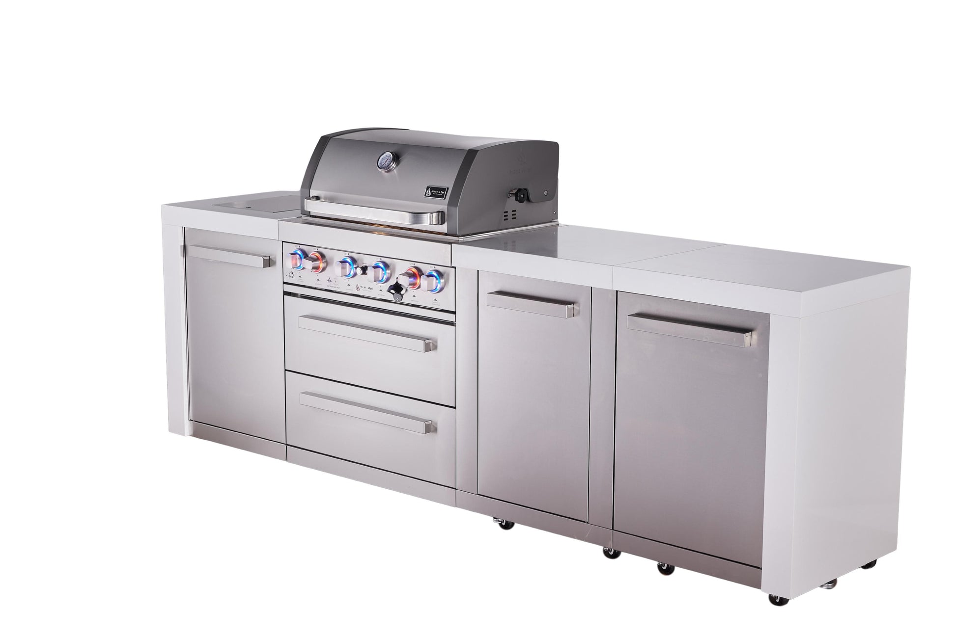 Mont Alpi Islands Mont Alpi 400 Deluxe Island with Extra Storage Cabinet | 4-Burner Grill, Stainless Steel | MAi400-DXL