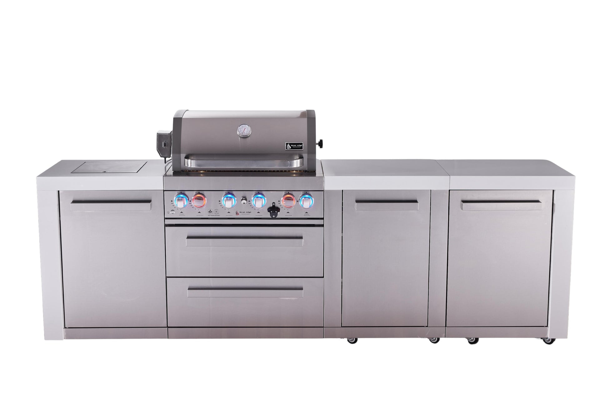 Mont Alpi Islands Mont Alpi 400 Deluxe Island with Extra Storage Cabinet | 4-Burner Grill, Stainless Steel | MAi400-DXL