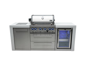 Mont Alpi Islands Mont Alpi 400 Deluxe Island with Fridge Cabinet / 4-Burner Grill, 2 Infrared Burners, Fridge, Stainless Steel / MAi400-DFC