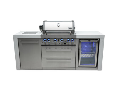 Mont Alpi Islands Mont Alpi 400 Deluxe Island with Fridge Cabinet / 4-Burner Grill, 2 Infrared Burners, Fridge, Stainless Steel / MAi400-DFC