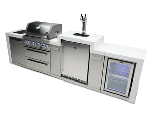 Mont Alpi Islands Mont Alpi 400 Deluxe Island with Fridge Cabinet and Kegerator / 4-Burner Grill, 2 Infrared Burners, Fridge, 3 Beer Taps, Stainless Steel / MAi400-DKEGFC