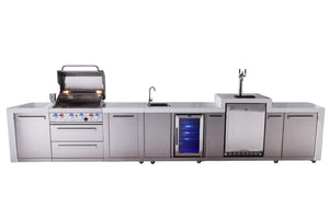 Mont Alpi Islands Mont Alpi 400 Deluxe Island with Kegerator, Beverage Center, and Extra Storage Cabinet | 4-Burner Grill, 3 Beer Taps, Sink, Fridge, Stainless Steel | MAi400-DKEGBEVXL