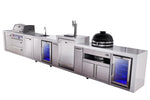 Mont Alpi Islands Mont Alpi 400 Deluxe Island with Kegerator, Beverage Center, Fridge Cabinet, Kamado Grill, and Extra Storage Cabinet | 4-Burner Grill, 3 Beer Taps, Sink, 2 Fridges, Stainless Steel | MAi400-DKEGBEVFCKAMXL
