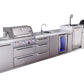 Mont Alpi Islands Mont Alpi 400 Deluxe Island with Kegerator, Beverage Center, Kamado Grill, and Drawer Cabinet | 4-Burner Grill, 3 Drawers, 3 Beer Taps, Sink, Fridge, Stainless Steel | MAi400-DKEGBEVKAMDR