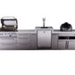 Mont Alpi Islands Mont Alpi 400 Deluxe Island with Kegerator, Fridge Cabinet, Kamado Grill, and Drawer Cabinet | 4-Burner Grill, 3 Drawers, 3 Beer Taps, Fridge, Stainless Steel | MAi400-DKEGFCKAMDR