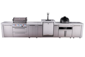 Mont Alpi Islands Mont Alpi 400 Deluxe Island with Kegerator, Kamado Grill, and Extra Storage Cabinet | 4-Burner Grill, 3 Beer Taps, Stainless Steel | MAi400D-DKEGKAMXL
