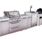 Mont Alpi Islands Mont Alpi 400 Deluxe Island with Kegerator, Kamado Grill, and Extra Storage Cabinet | 4-Burner Grill, 3 Beer Taps, Stainless Steel | MAi400D-DKEGKAMXL