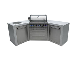 Mont Alpi Islands Mont Alpi 400 Deluxe Island with Two 45 Degree Corners / 4-Burner Grill, 2 Infrared Burners, Stainless Steel, Cover / MAi400-D45