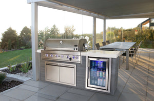 Mont Alpi Islands Mont Alpi 805 Artwood Island with Fridge Cabinet / 6-Burner Grill, Fridge, Infrared Rear Burner, Rotisserie, Stainless Steel / MA805-AW