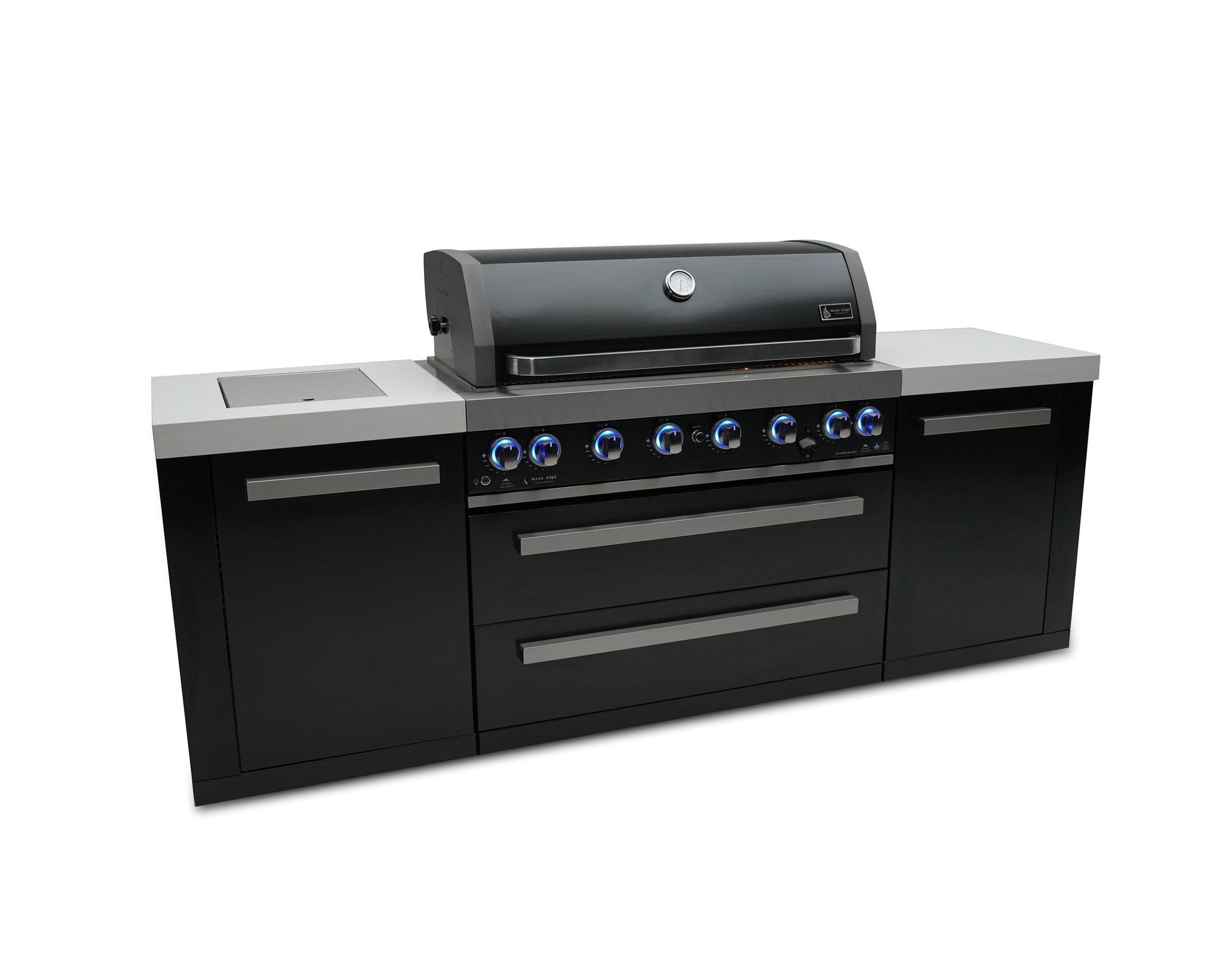 Mont Alpi Islands Mont Alpi 805 Black Stainless Steel Island / 6-Burner Grill, 2 Infrared Burners / MAi805-BSS