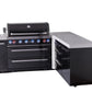 Mont Alpi Islands Mont Alpi 805 Black Stainless Steel Island with 90 Degree Corner and Drawer Cabinet | 6-Burner Grill, 3 Drawers | MAi805-BSS90DR