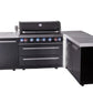 Mont Alpi Islands Mont Alpi 805 Black Stainless Steel Island with 90 Degree Corner and Extra Storage Cabinet | 6-Burner Grill | MAi805-BSS90XL