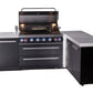 Mont Alpi Islands Mont Alpi 805 Black Stainless Steel Island with 90 Degree Corner and Extra Storage Cabinet | 6-Burner Grill | MAi805-BSS90XL