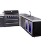 Mont Alpi Islands Mont Alpi 805 Black Stainless Steel Island with 90 Degree Corner, Beverage Center, Fridge Cabinet, and Extra Storage Cabinet | 6-Burner Grill, Sink, 2 Fridges | MAi805-BSS90BEVFCXL