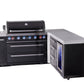 Mont Alpi Islands Mont Alpi 805 Black Stainless Steel Island with 90 Degree Corner, Fridge Cabinet, and Drawer Cabinet | 6-Burner Grill, 3 Drawers, Fridge | MAi805-BSS90FCDR