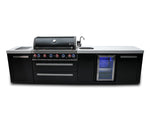 Mont Alpi Islands Mont Alpi 805 Black Stainless Steel Island with Beverage Center / 6-Burner Grill, 2 Infrared Burners, Sink, Fridge / MAi805-BSSBEV