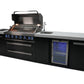 Mont Alpi Islands Mont Alpi 805 Black Stainless Steel Island with Beverage Center / 6-Burner Grill, 2 Infrared Burners, Sink, Fridge / MAi805-BSSBEV