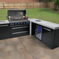 Mont Alpi Islands Mont Alpi 805 Black Stainless Steel Island with Beverage Center and 90 Degree Corner -MAi805-BSSBEV90C will look great in your backyard