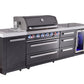 Mont Alpi Islands Mont Alpi 805 Black Stainless Steel Island with Drawer Cabinet and Fridge Cabinet | 6-Burner Grill, 3 Drawers, Fridge | MAi805-BSSDRFC