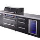 Mont Alpi Islands Mont Alpi 805 Black Stainless Steel Island with Drawer Cabinet and Fridge Cabinet | 6-Burner Grill, 3 Drawers, Fridge | MAi805-BSSDRFC