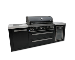 Mont Alpi Islands Mont Alpi 805 Black Stainless Steel Island with Fridge Cabinet / 6-Burner Grill, 2 Infrared Burners, Fridge  / MAi805-BSSFC