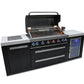 Mont Alpi Islands Mont Alpi 805 Black Stainless Steel Island with Fridge Cabinet / 6-Burner Grill, 2 Infrared Burners, Fridge  / MAi805-BSSFC