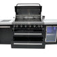 Mont Alpi Islands Mont Alpi 805 Black Stainless Steel Island with Fridge Cabinet / 6-Burner Grill, 2 Infrared Burners, Fridge  / MAi805-BSSFC