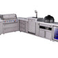 Mont Alpi Islands Mont Alpi 805 Deluxe Island with 90 Degree Corner, Kegerator, Fridge Cabinet, Kamado Grill, Drawer Cabinet | 6-Burner Grill, 3 Drawers, 3 Beer Taps, Fridge, Stainless Steel | MAi805-D90KEGFCKAMDR