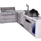 Mont Alpi Islands Mont Alpi 805 Deluxe Island with 90 Degree Corner, Kegerator, Fridge Cabinet, Kamado Grill, Drawer Cabinet | 6-Burner Grill, 3 Drawers, 3 Beer Taps, Fridge, Stainless Steel | MAi805-D90KEGFCKAMDR