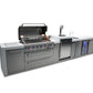 Mont Alpi Islands Mont Alpi 805 Deluxe Island with Beverage Center and Kegerator / 6-Burner Grill, 2 Infrared Burners, Sink, Fridge, 3 Beer Taps, Stainless Steel / MAi805-DKEGBEV