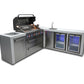 Mont Alpi Islands Mont Alpi 805 Deluxe Island with Beverage Center, Fridge Cabinet, and 90 Degree Corner / 6-Burner Grill, 2 Infrared Burners, Sink, 2 Fridges, Stainless Steel / MAi805-DBEV90FC