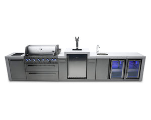 Mont Alpi Islands Mont Alpi 805 Deluxe Island with Beverage Center, Kegerator, and Fridge Cabinet / 6-Burner Grill, 2 Infrared Burners, Sink, 2 Fridges, 3 Beer Taps, Stainless Steel / MAi805-DKEGBEVFC
