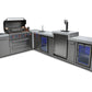 Mont Alpi Islands Mont Alpi 805 Deluxe Island with Beverage Center, Kegerator, Fridge Cabinet, and 90 Degree Corner / 6-Burner Grill, 2 Infrared Burners, Sink, 2 Fridges, 3 Beer Taps, Stainless Steel / MAi805-D90KEGBEVFC